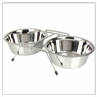 Double Dinner Pet Bowl with Wire Stand