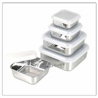 Square Bowls with White Plastic Lid