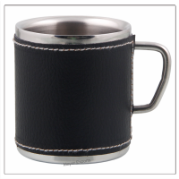 Double Wall Coffee Mug with Leather Wrap