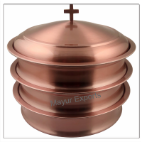 3 Communion Trays with Lid - Copper Finish