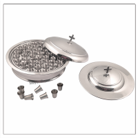 Communion Tray with Lid & Stacking Bread Plates with Lid & 40 Cups - Mirror Finish