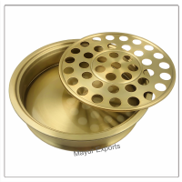 Communion Tray with Lid & Stacking Bread Plate with Lid & 40 Cups - Brass Matte Finish