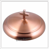 Communion Tray with Lid & Stacking Bread Plate with Lid - Copper Finish