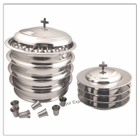 4 Communion Trays with Lid & 4 Stacking Bread Plates with Lid & 160 Cups - Mirror Finish