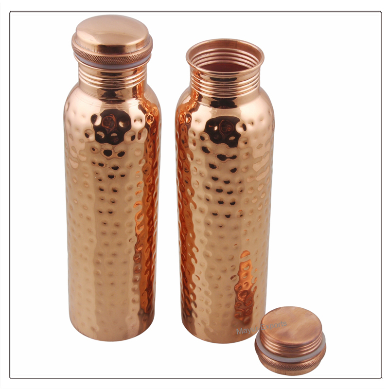 Pure Copper Water Bottle - Hammered