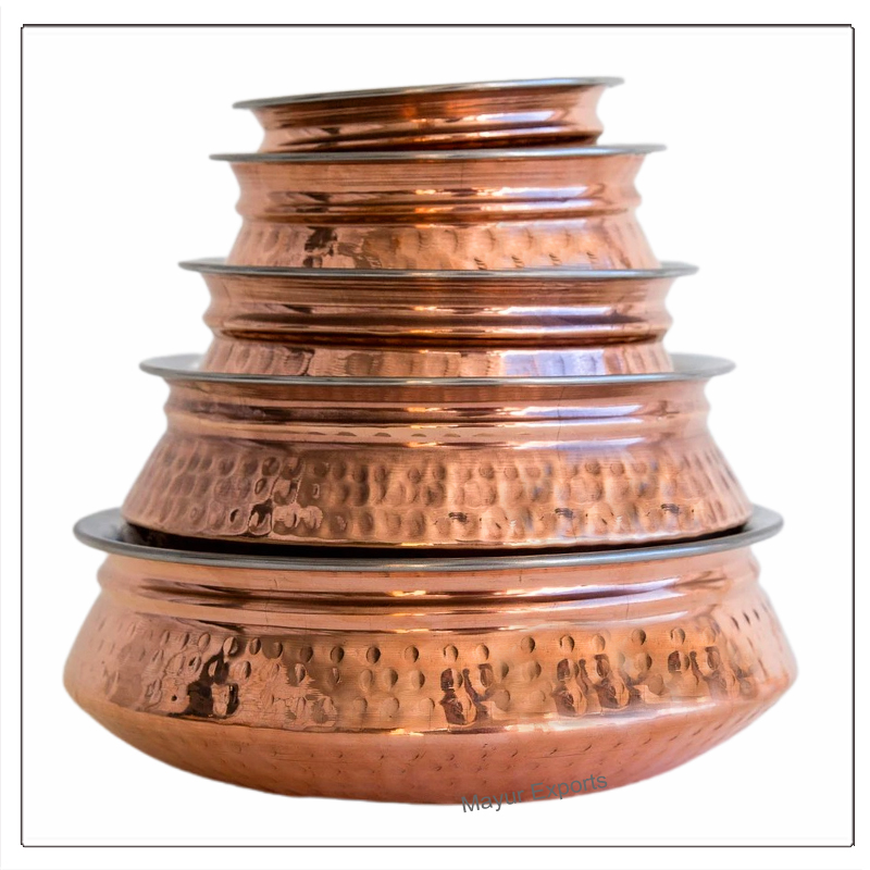 Stainless Steel Copper Serving Bowl (Handi)