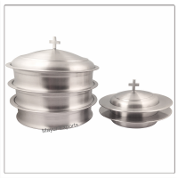 3 Communion Trays with Lid & 2 Stacking Bread Plates with Lid - Matte(satin) Finish