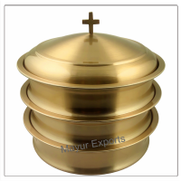 3 Communion Trays with Lid - Gold Finish