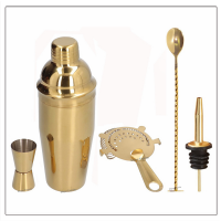 Stainless Steel Bartender Set - 5 pieces Cocktail Shaker Set Gold Finish